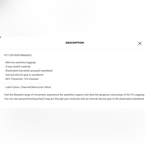 Gymshark Fit Leggings Charcoal / Yellow Size Medium NWT - Picture 8 of 8